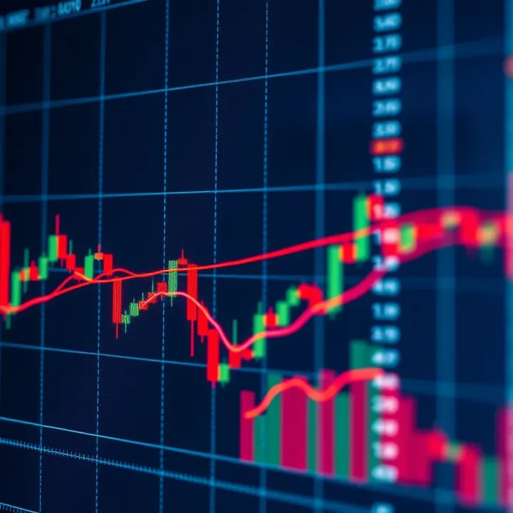 Technical analysis tools including trend lines and moving averages on a stock chart