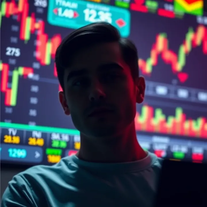 Conceptual illustration of binary options investment with financial charts and digital interface