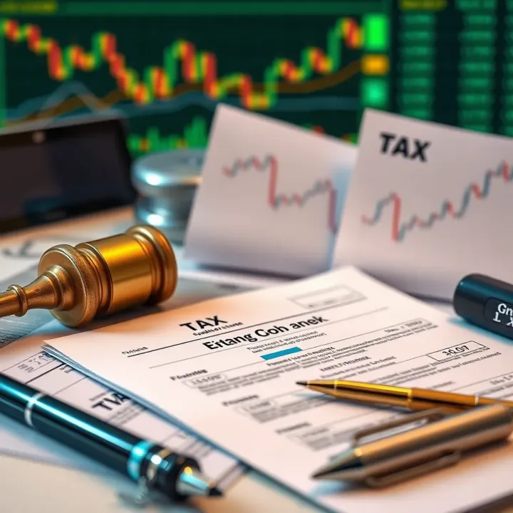 Conceptual illustration showing legal documents and financial tools representing regulation and tax considerations