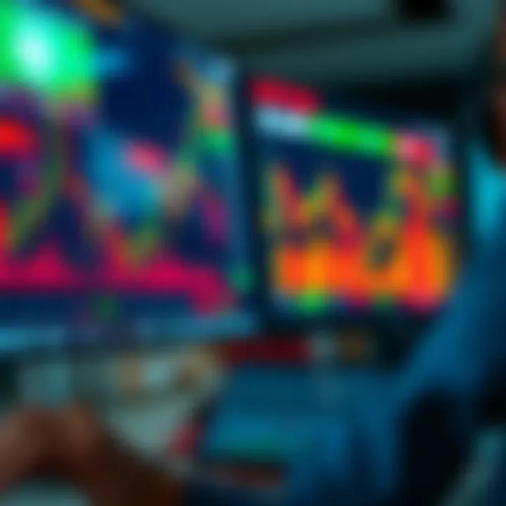 Visual representation of risks and strategies involved in binary options trading with financial charts and icons