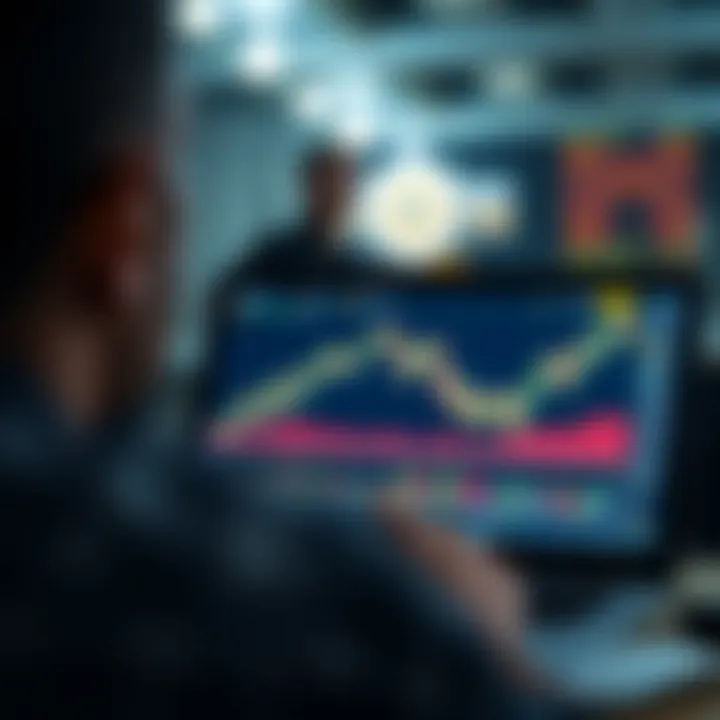 Graph showing binary options trading simulation on a digital device screen