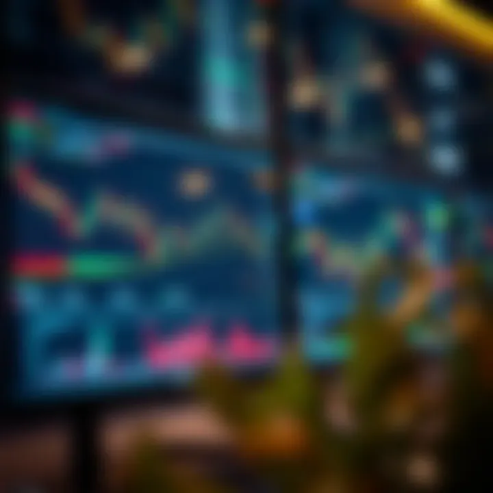 Interface displaying various types of online trading platforms with charts and market data