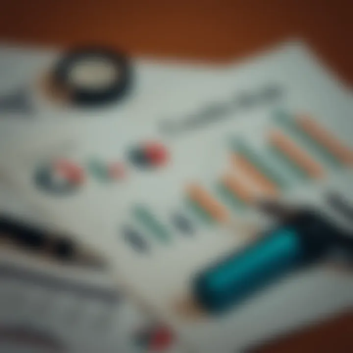 Illustration showing credit risk evaluation with graphs and financial documents