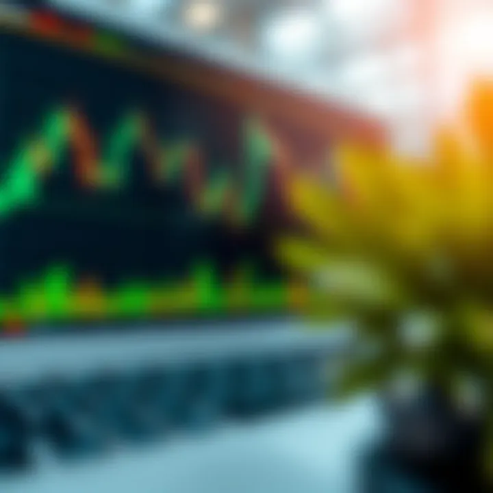 Graph displaying financial market trends with upward and downward movements