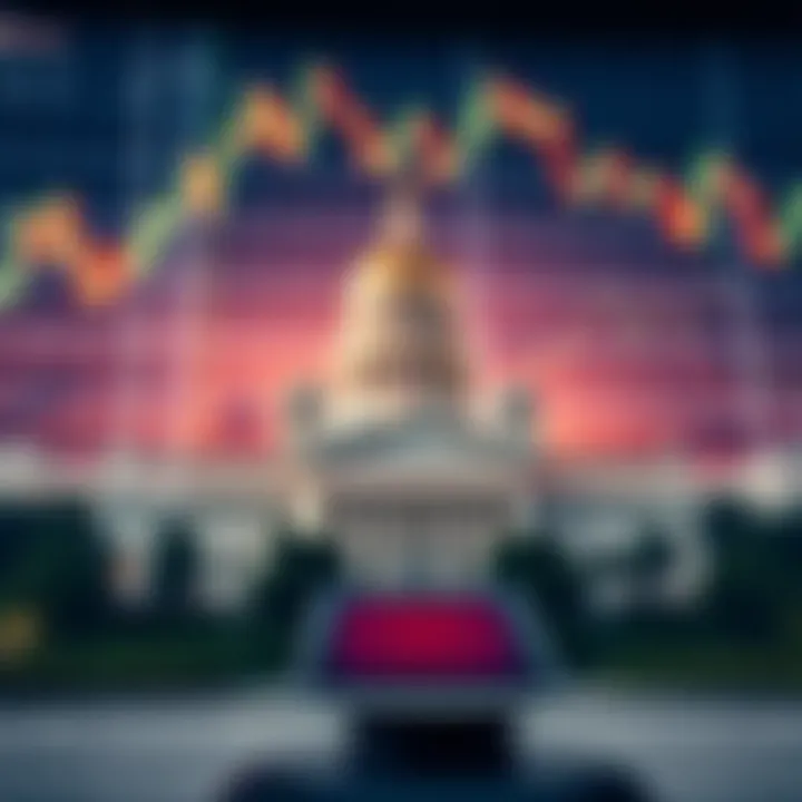 Abstract financial graphs with a government building illustrating regulatory oversight