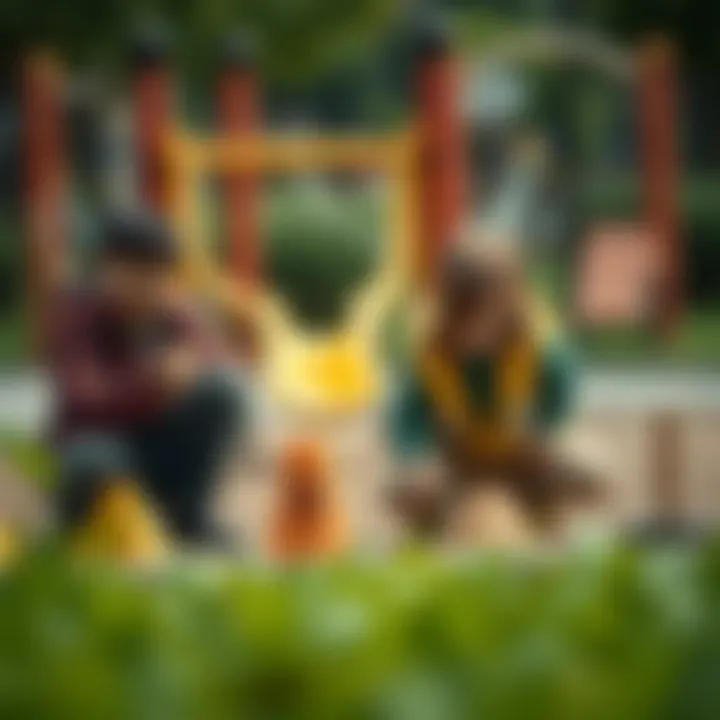 Children learning to recognize potential hazards in a playground setting