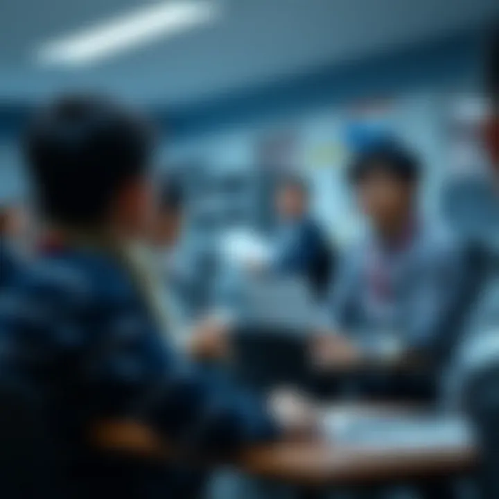 School safety team discussing risk management strategies in an educational setting