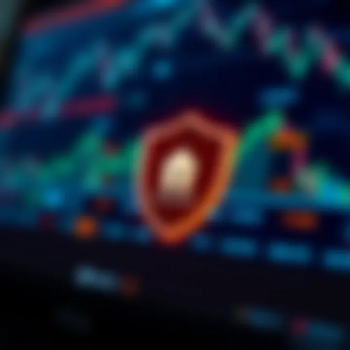 Illustration of secure online trading with shield symbol representing regulation and safety