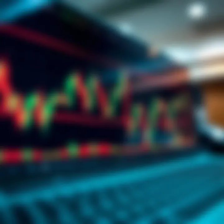 Candlestick Patterns and Indicators for Market Signal Interpretation Financial chart with candlestick patterns and technical indicators demonstrating market signals