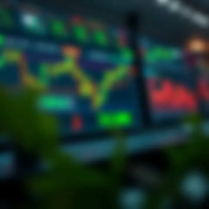 Trading dashboard with charts, tools, and diverse asset options