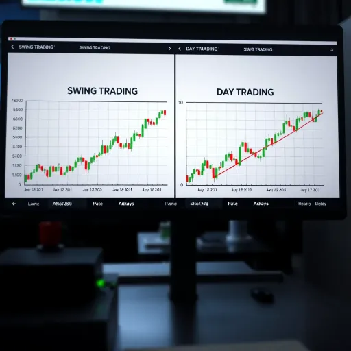 Comparison chart illustrating swing trading and day trading strategies with timelines and market movements