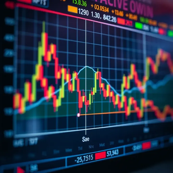 Chart displaying binary options trading signals with fluctuating market trends