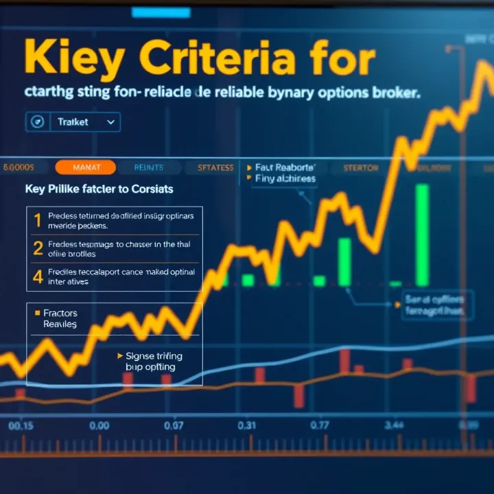 Visual chart showing factors to consider when selecting a reliable binary options broker