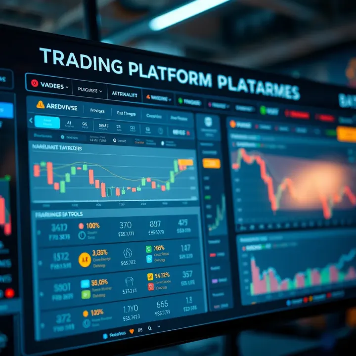 Chart displaying various trading platform features and tools