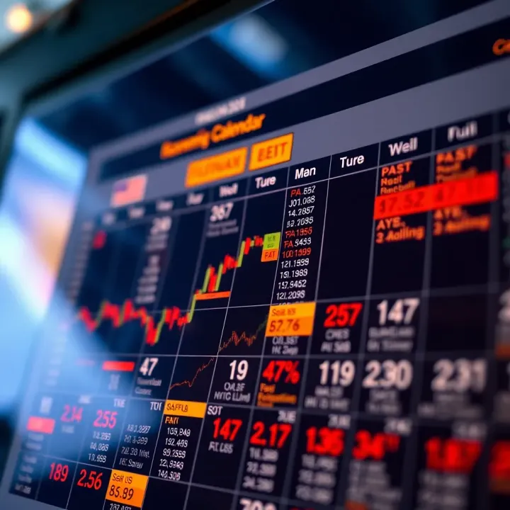 Economic calendar showing key United States financial events and indicators