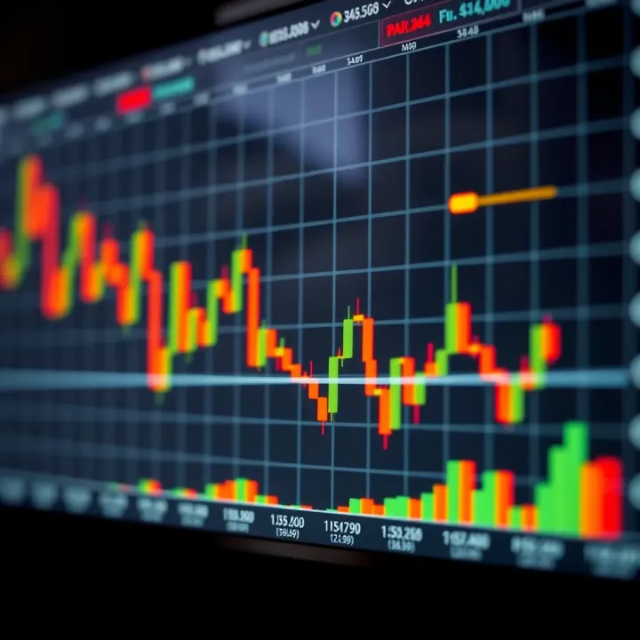 Graph showing financial options with clear positive and negative trends