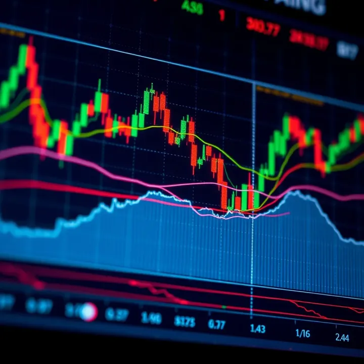 Chart illustrating forex market with various technical indicators and trend lines for decision making