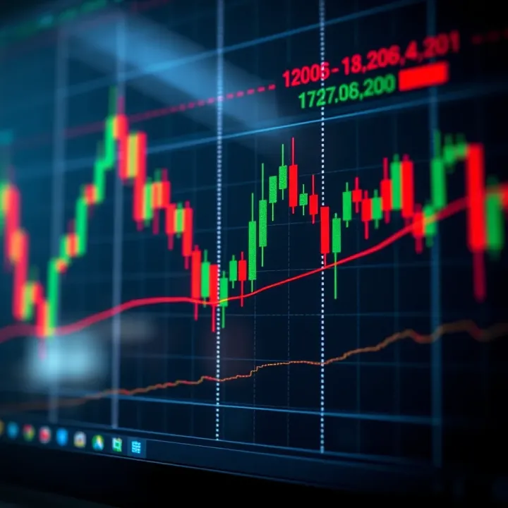 Graph displaying candlestick patterns in forex trading showing market trends and price movements