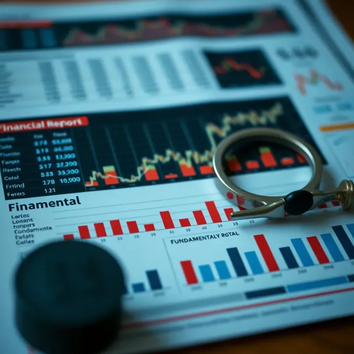 Fundamental Analysis of Financial Statements Financial report with charts and fundamental data including company earnings and economic factors