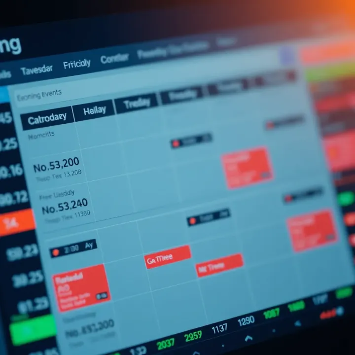 Economic calendar interface showing upcoming market events and their expected impact levels