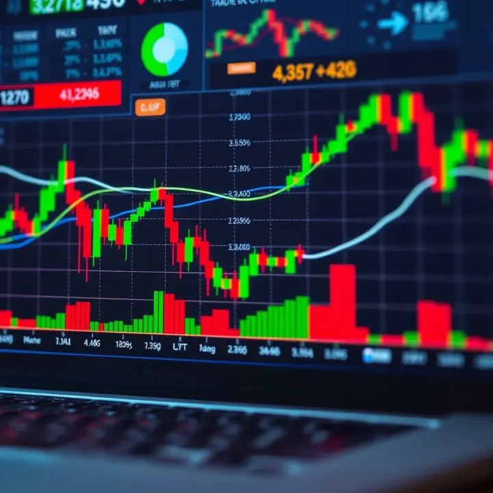 Chart displaying binary options trading patterns with rising and falling trends