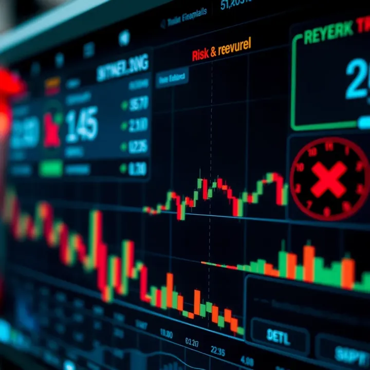 Visual representation of binary options strategy with risk and reward indicators