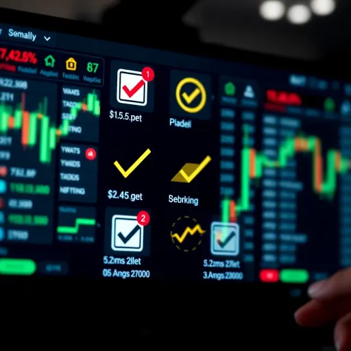 Visual representation of trustworthy binary options signals with check marks and alert icons