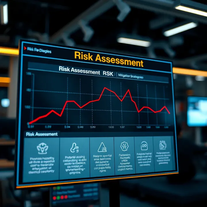 Illustration of a risk assessment chart displaying potential hazards and mitigation strategies in a corporate environment