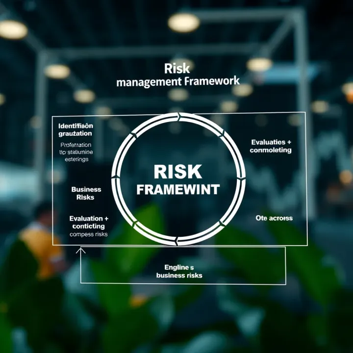 Comprehensive Risk Management Framework for Businesses Diagram showcasing the risk management framework including identification, evaluation, control, and monitoring of business risks