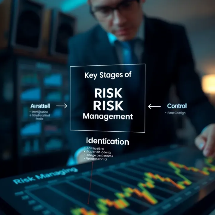 Diagram illustrating the key stages of risk management including identification, assessment, and control