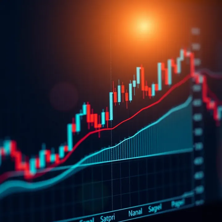 Bullish Trend with Candlestick Patterns and Support Lines Graph illustrating a bullish trend with candlestick patterns and support and resistance lines