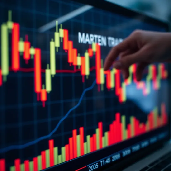 Chart showing candlestick patterns indicating market trends