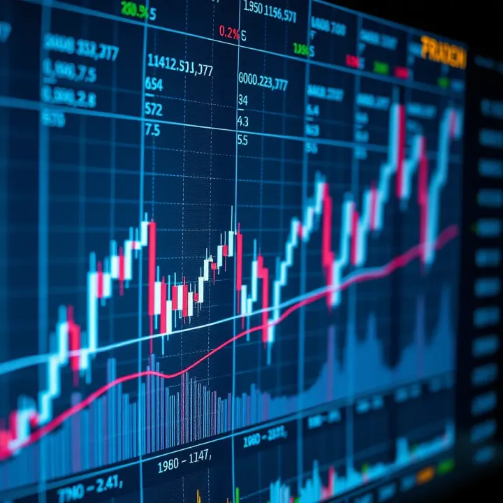 Graph showing financial asset price movements with technical indicators