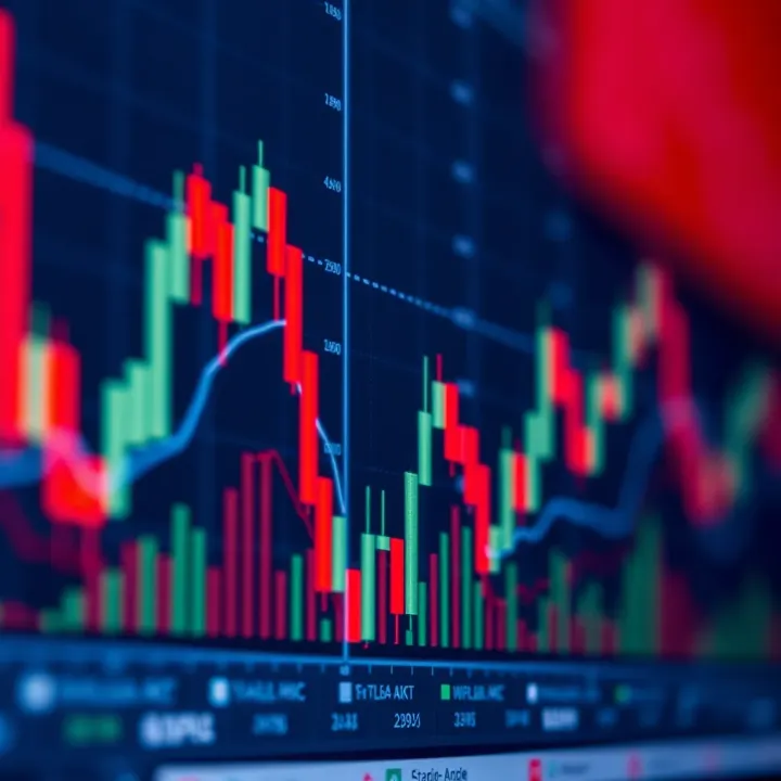 Chart showing candlestick patterns representing stock price movements over time