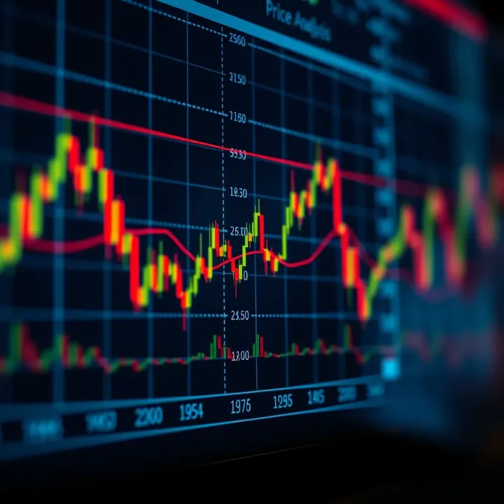 Line chart displaying price trends and moving averages to analyze market behavior