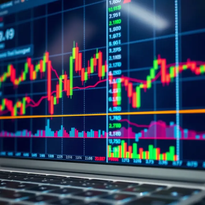 Chart showing price trends with various technical indicators