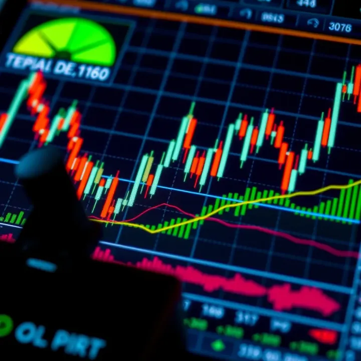 Various technical indicators and tools overlaid on a trading graph to assist with market prediction