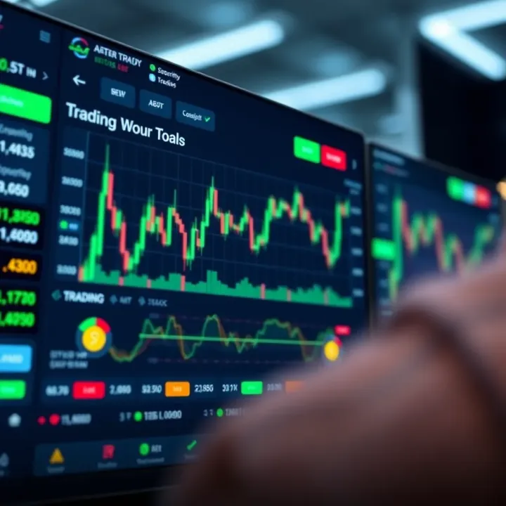 Dashboard interface showing trading tools and security indicators