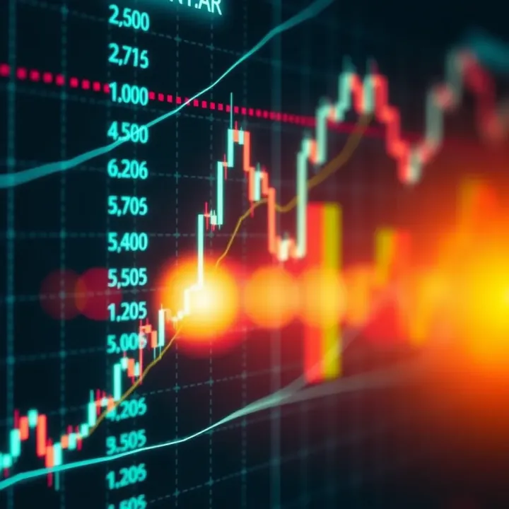 Graph showing binary options trading with clear up and down market indicators